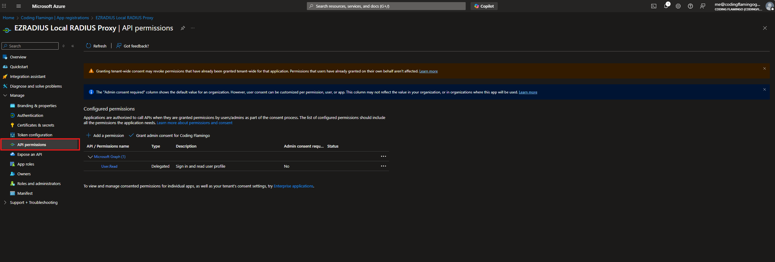 API Permissions for Entra ID  Application