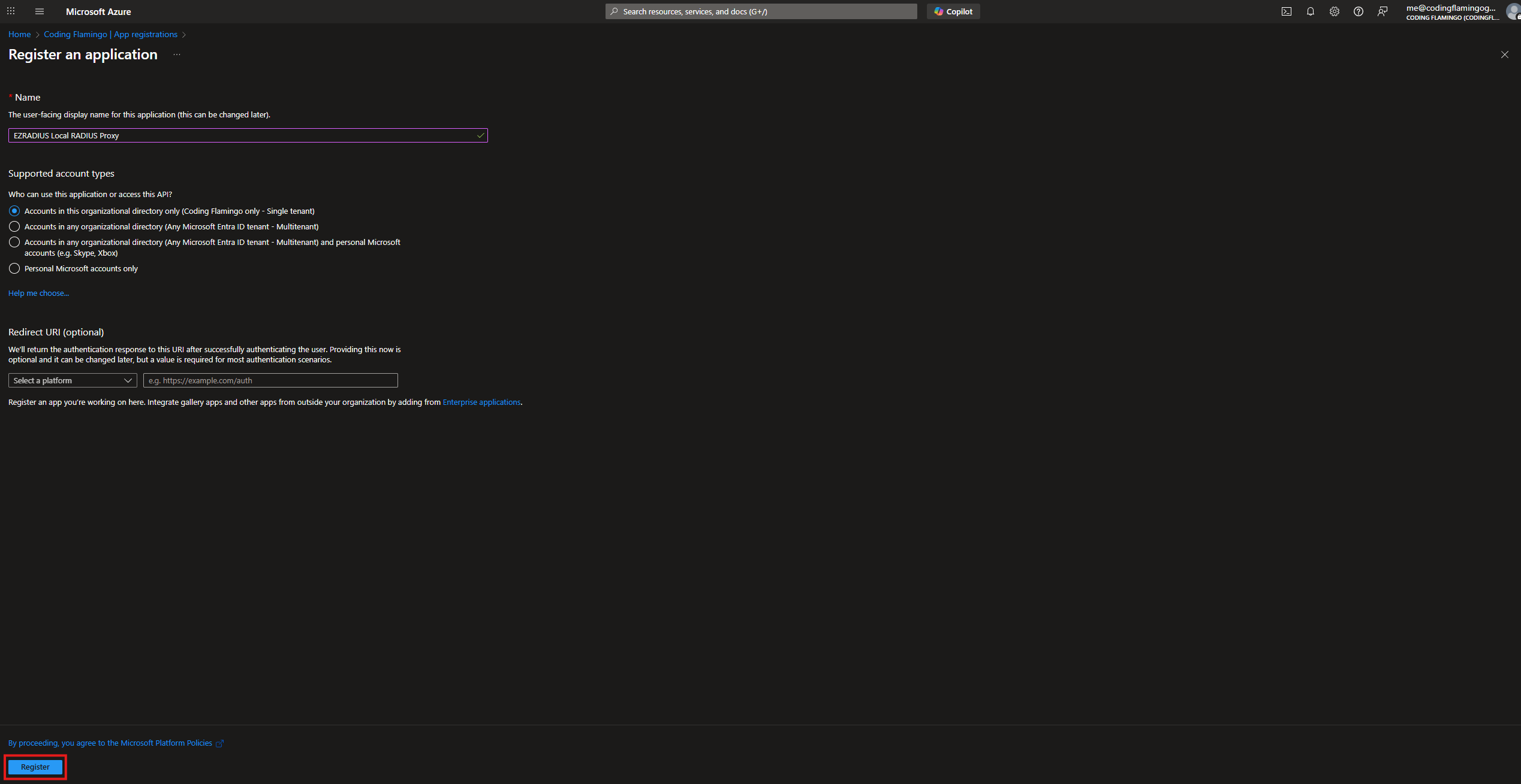 Cloud RADIUS Application in Azure