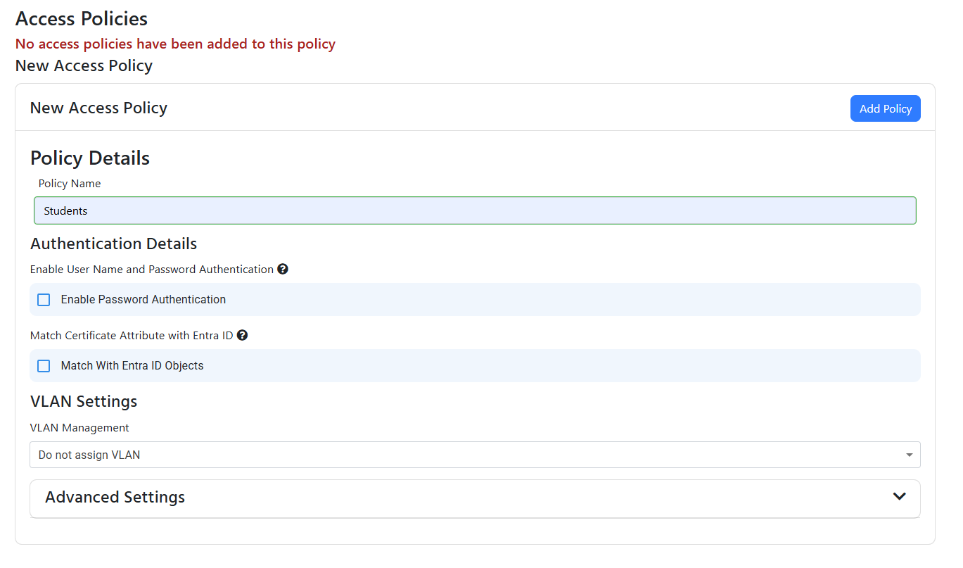 EZRADIUS Cloud RADIUS Network Policy Access Policies for Students