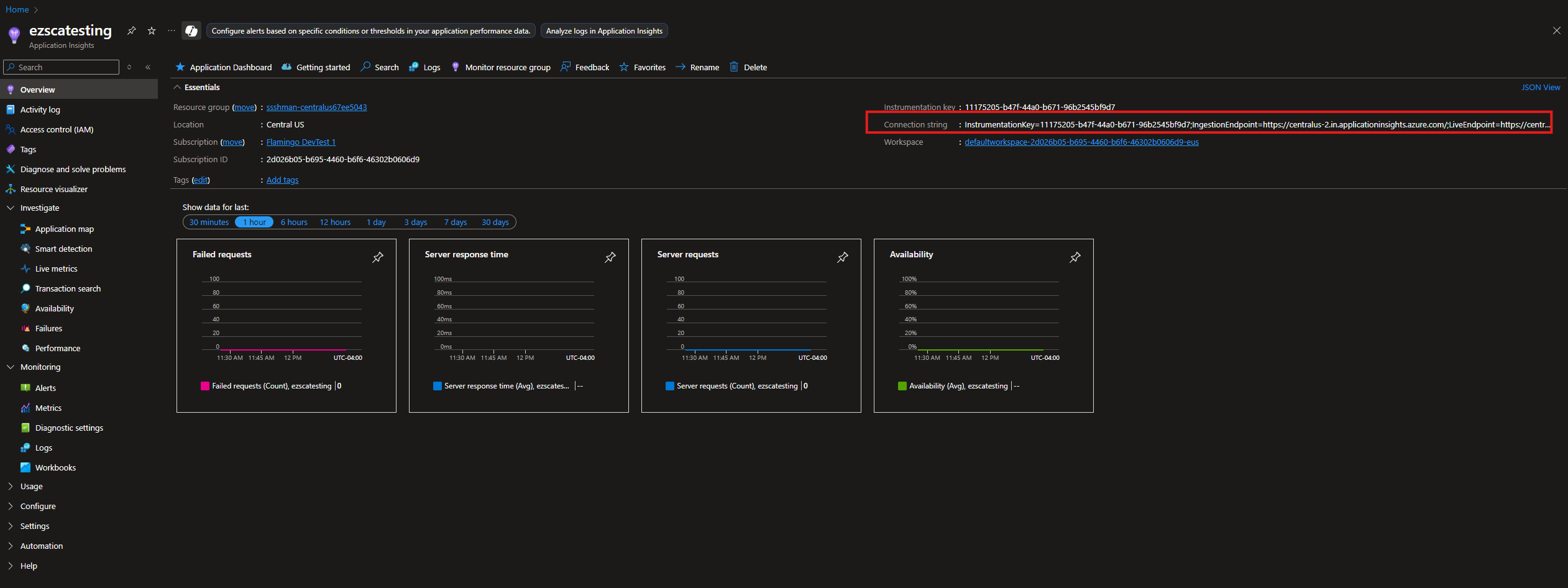 Copy Application Insights Connection String from Azure for Cloud RADIUS