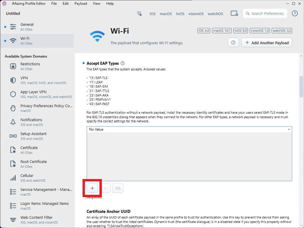 Add New EAP Type in iMazing
