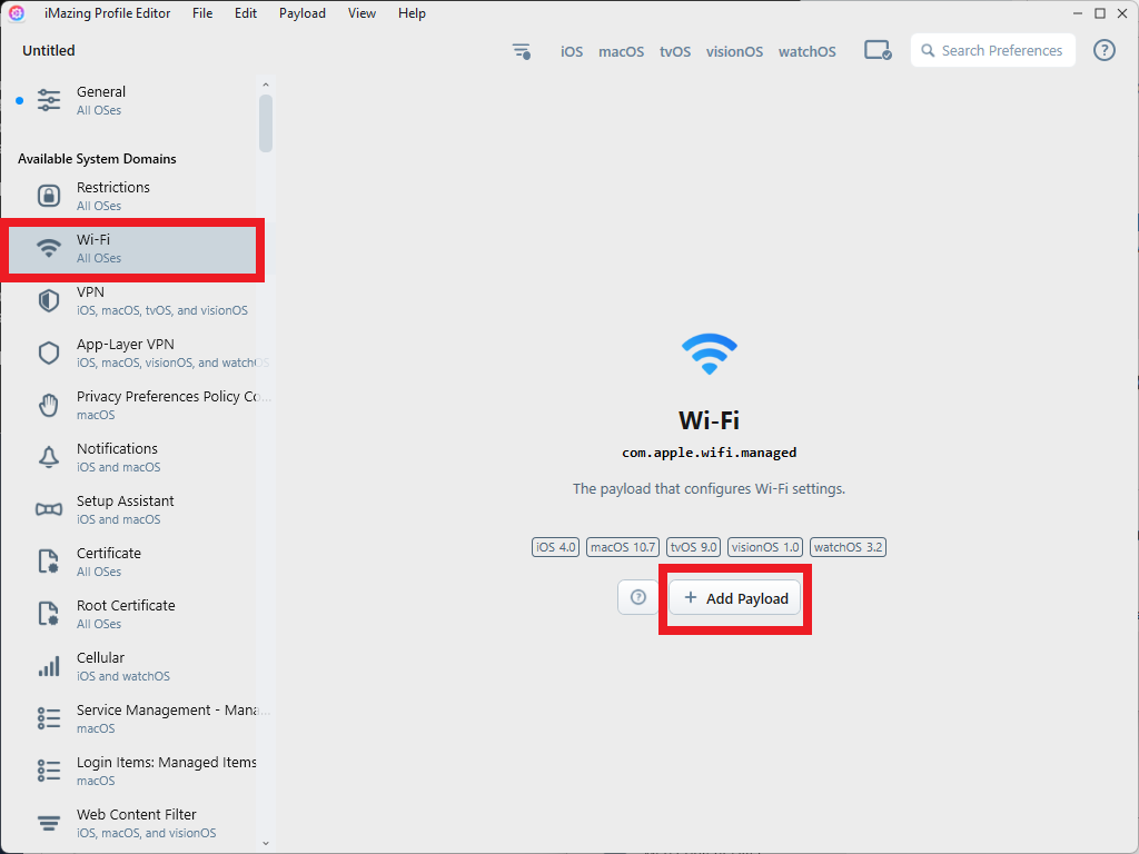 Add New WiFi Payload in iMazing