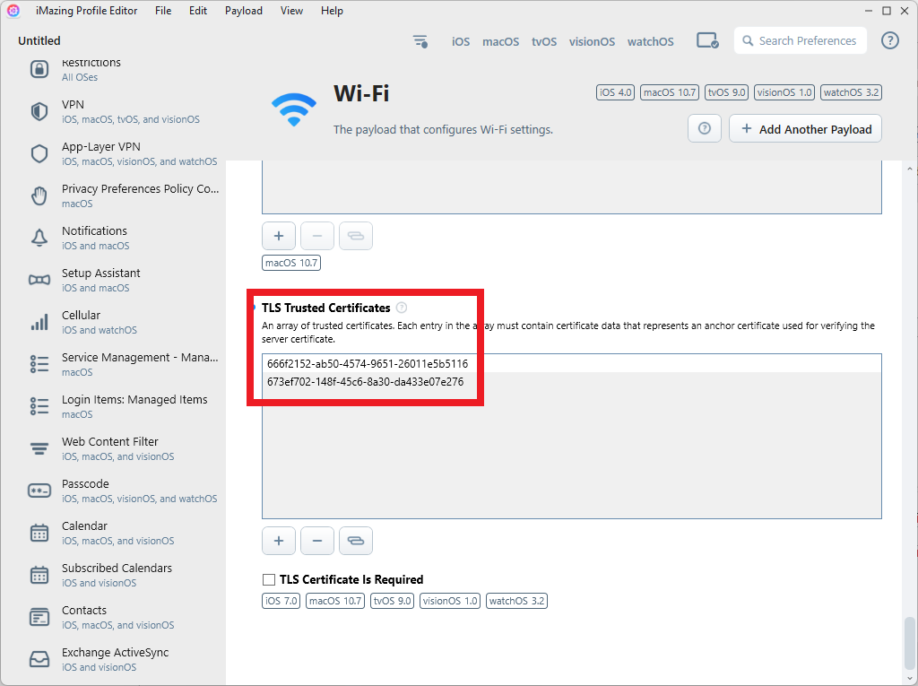 TLS Trusted Certificates
