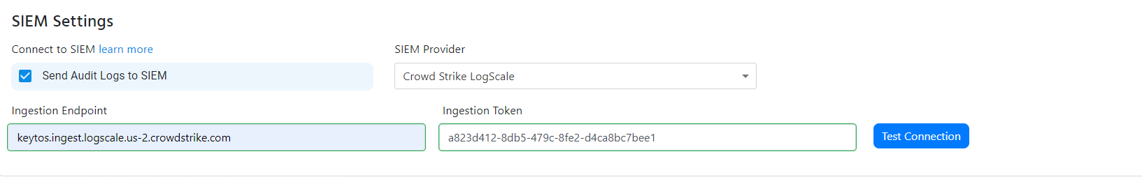 EZRADIUS send radius to crowd strike Settings