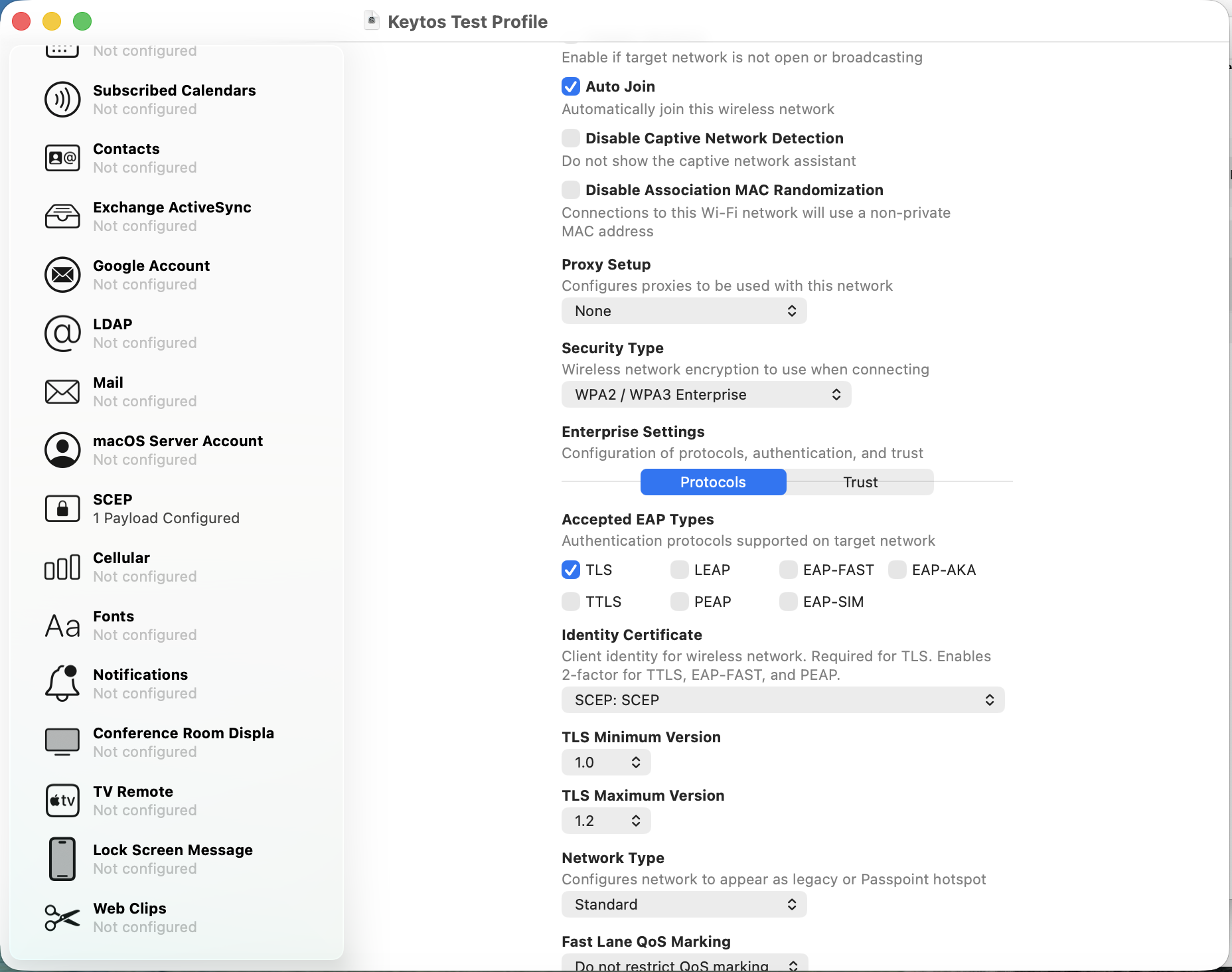 How to Configure TLS for EAP-TLS in Apple Configurator