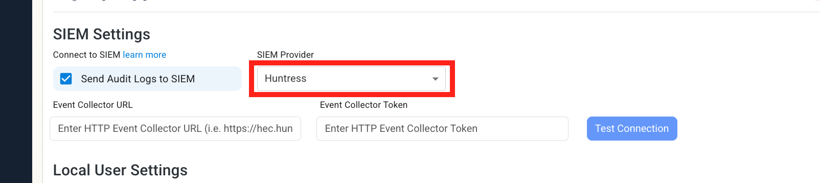 Set Huntress as the SIEM in EZRADIUS