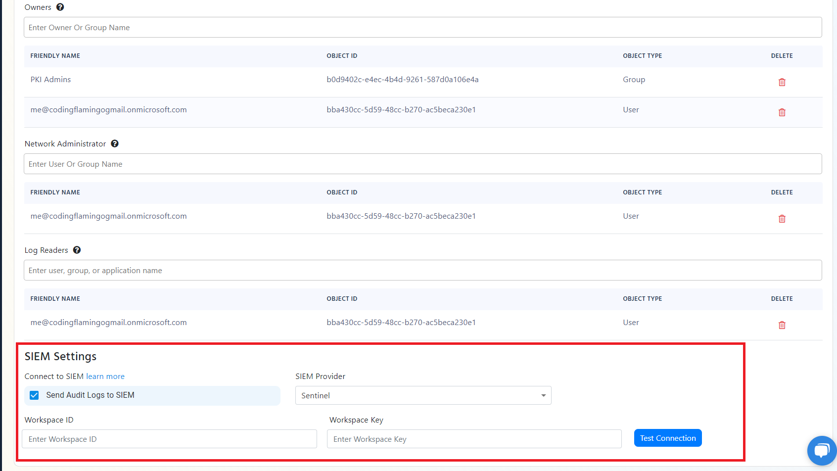 cloud radius send longs to Sentinel