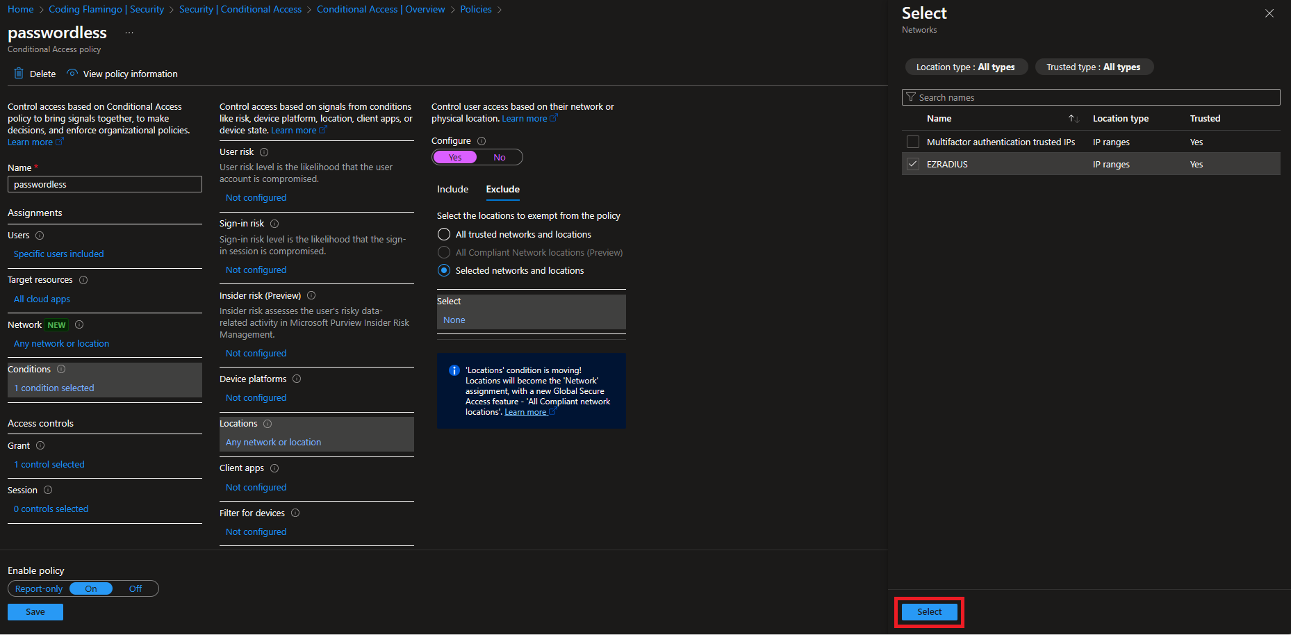 Entra ID Conditional Access Policies Add Trusted Networks