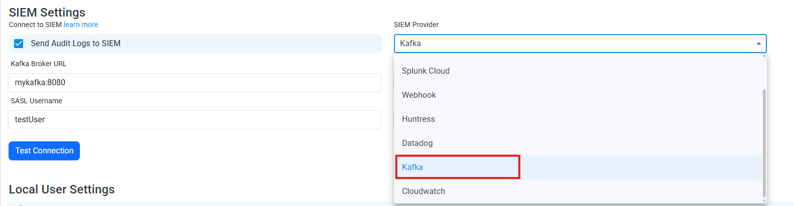 Set Kafka as the SIEM in EZRADIUS