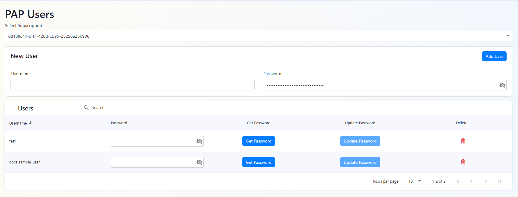 EZRADIUS Cloud RADIUS username and password user created