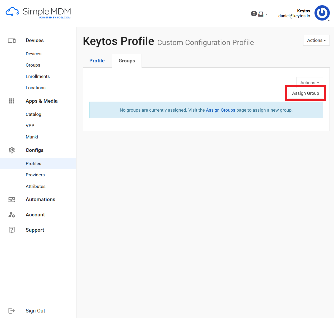 Assign Profile to Group