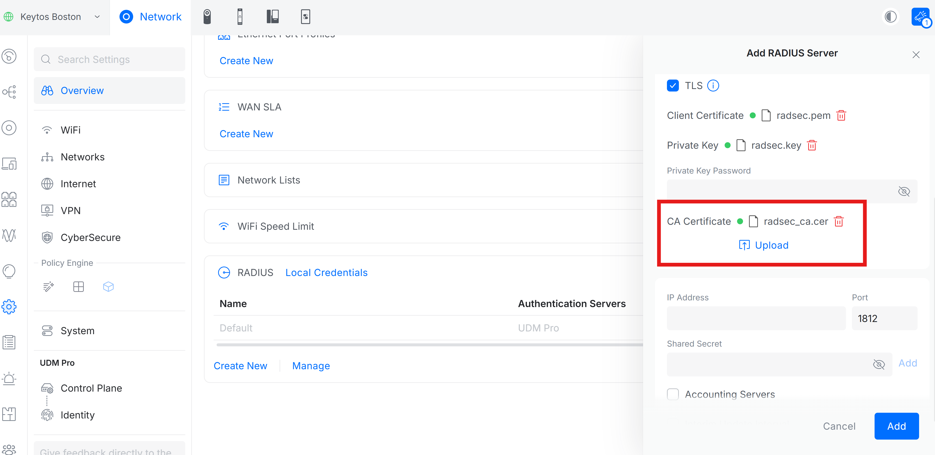 How to Upload RadSec CA Certificate in Ubiquiti Unifi Controller