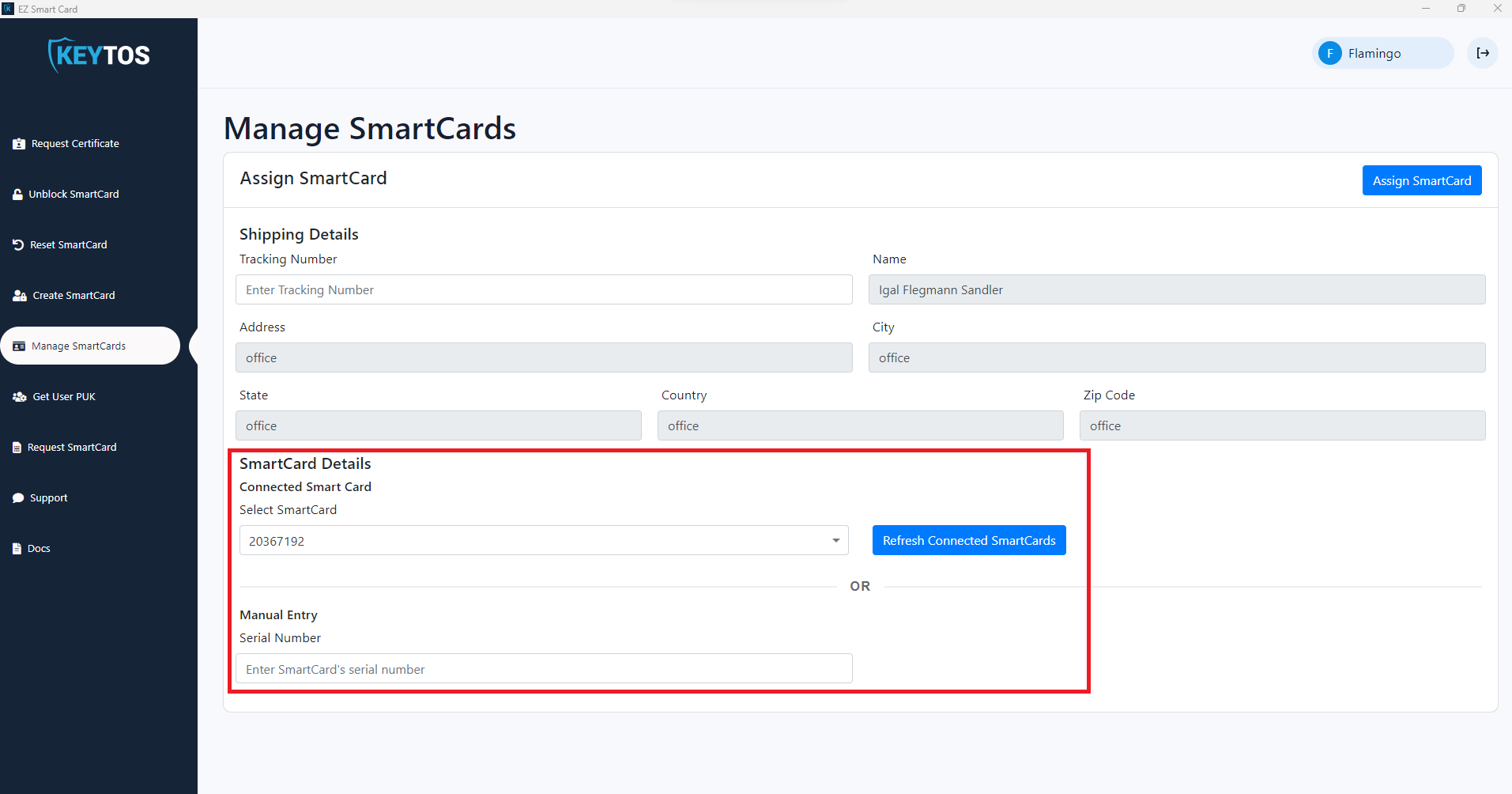 Assign Smart Card Serial Number