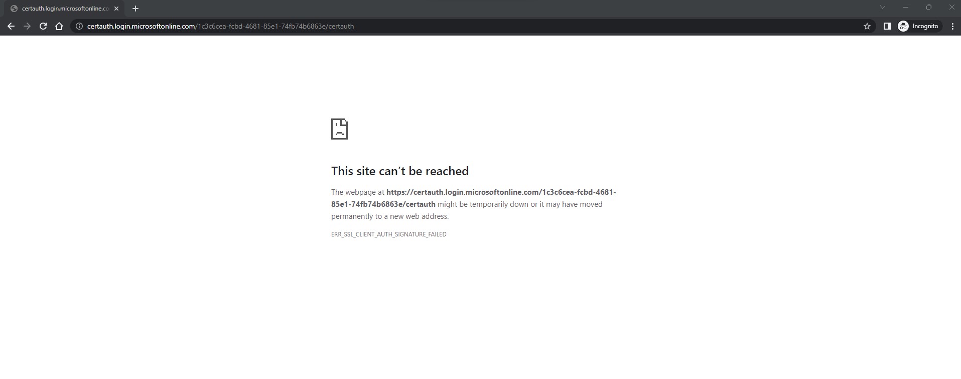 Azure CBA This Site can’t be reached
