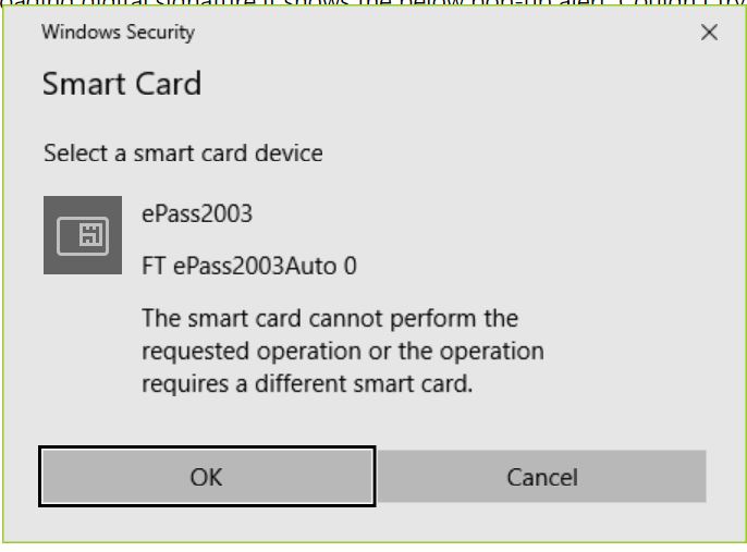 the smart card cannot perform the requested operation
