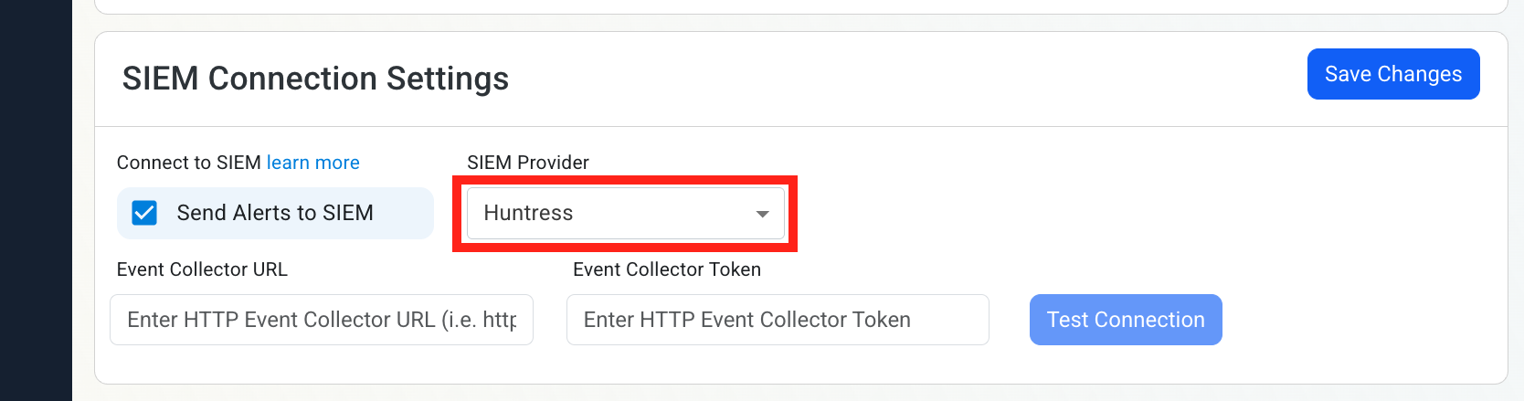 Set Huntress as the SIEM in EZCMS