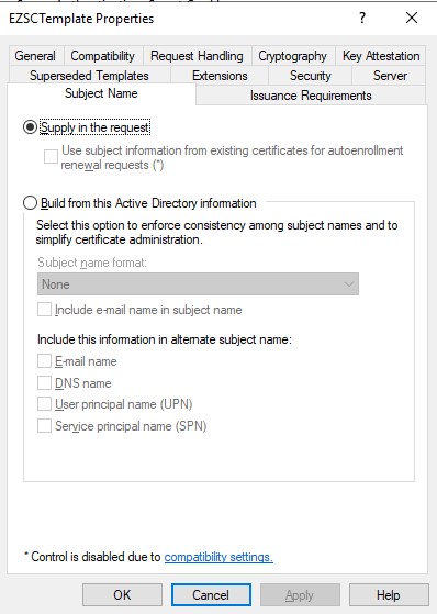 SmartCard Template Subject Name