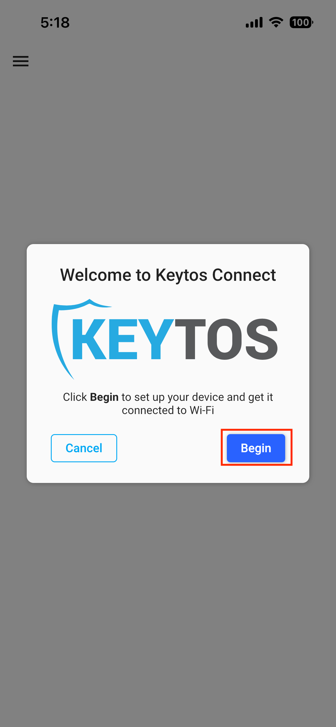 Upon first launch Keytos Connect will guide you through the profile installation process.