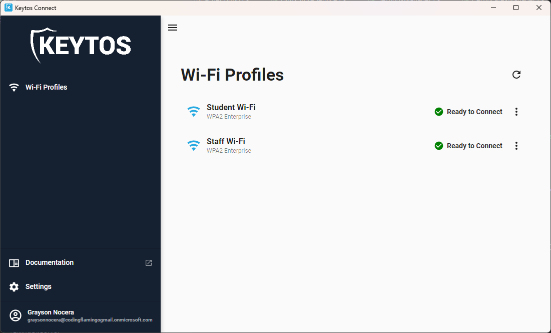 Keytos Connect configures your device to connect securely