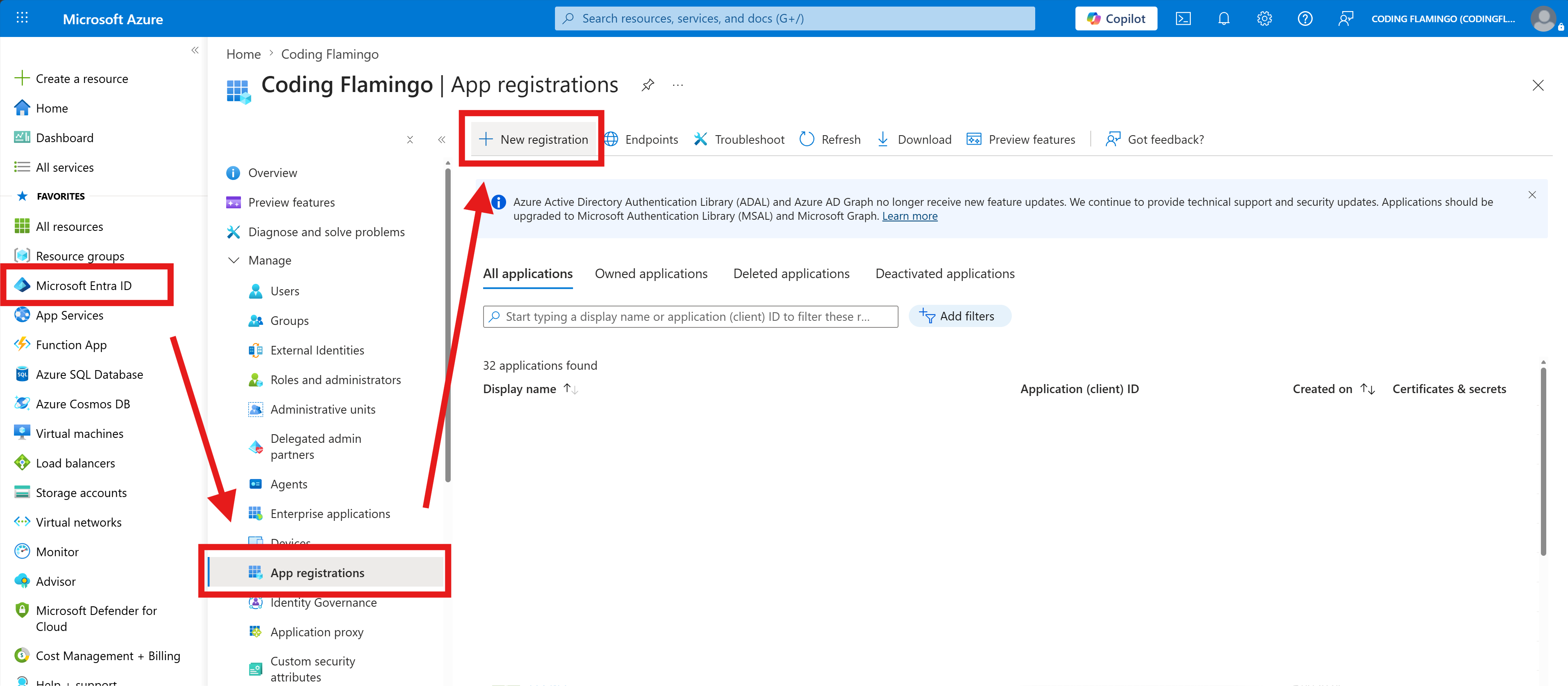 Create a new application registration in Entra ID for the Keytos Shield Local RADIUS server