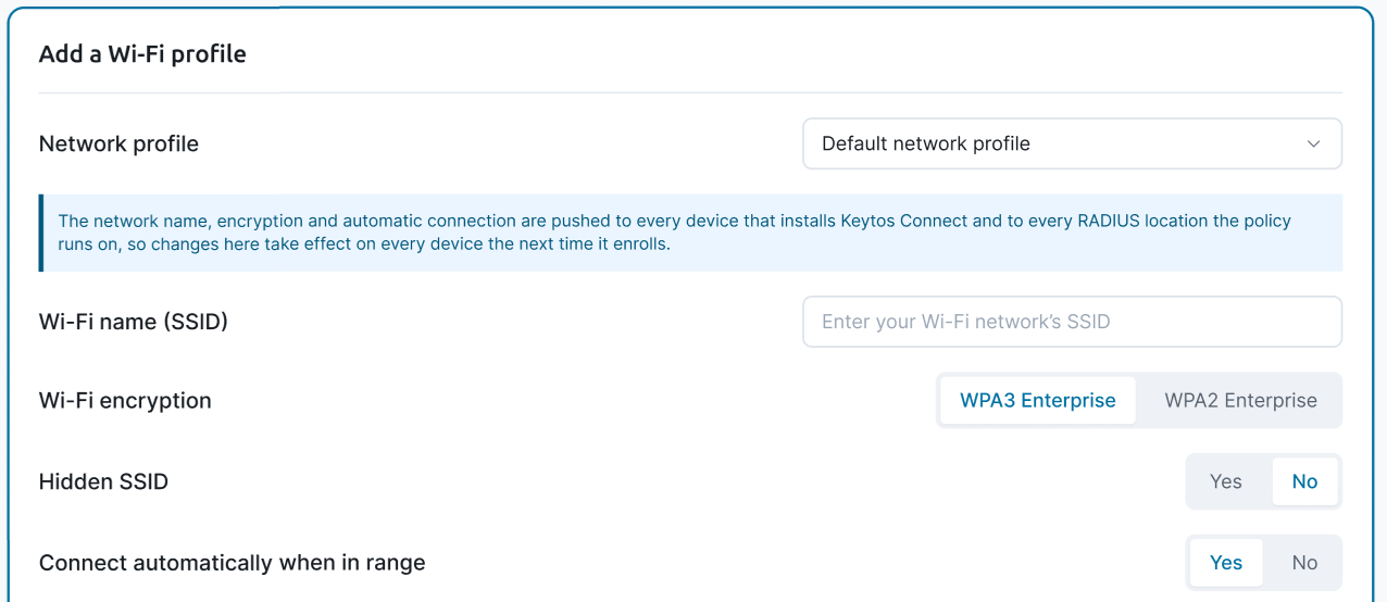 Add a new Wi-Fi network in Keytos Shield